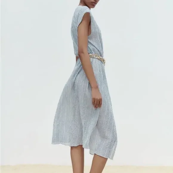 ZARA STRIPED MIDI DRESS - Picture 4 of 8